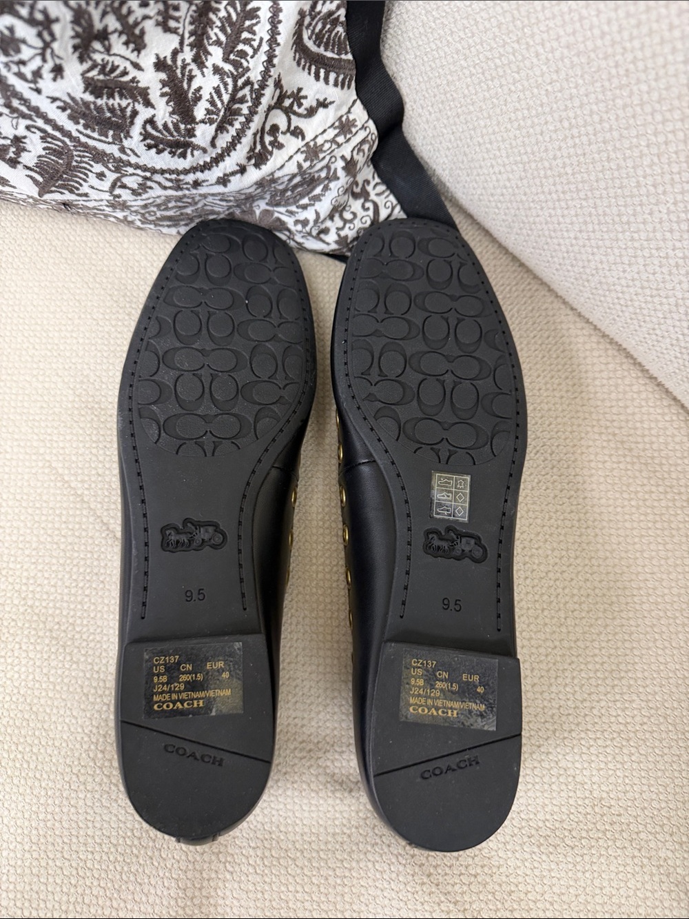 Coach Black Leather Grommet Detail Ballet Flats - Picture 5 of 5